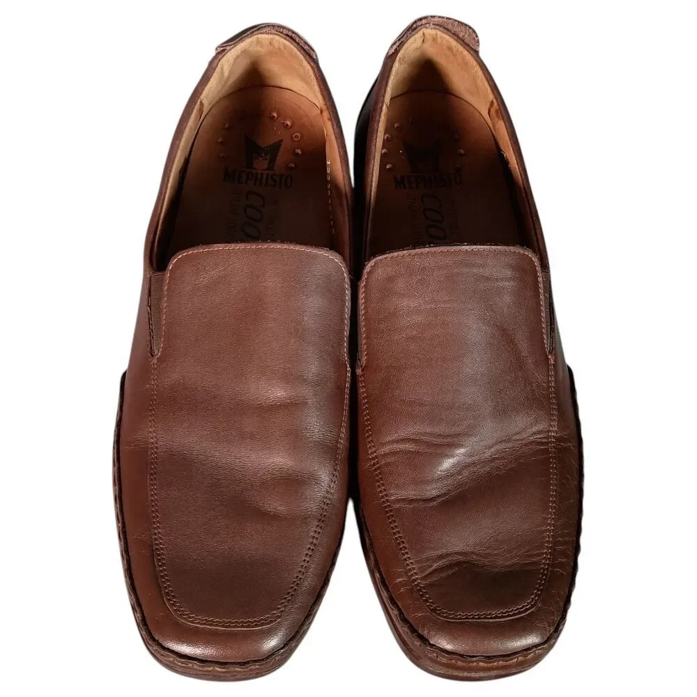 Mephisto Men’s Edlef Loafers 10.5 Brown Leather Slip-On Casual Driving Shoes